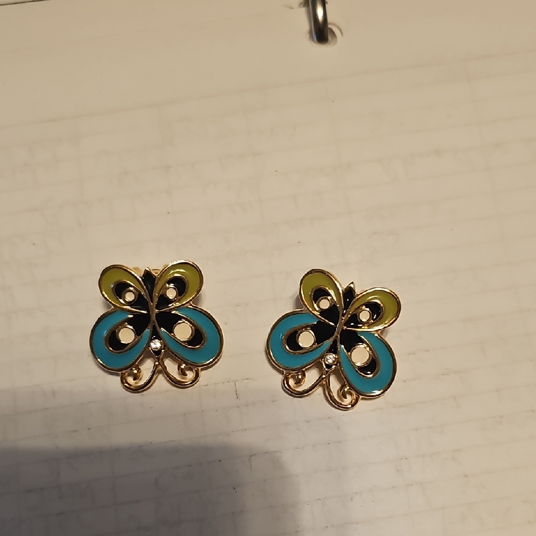 Bob Mackie Gold And Blue Filigree Earrings 35$